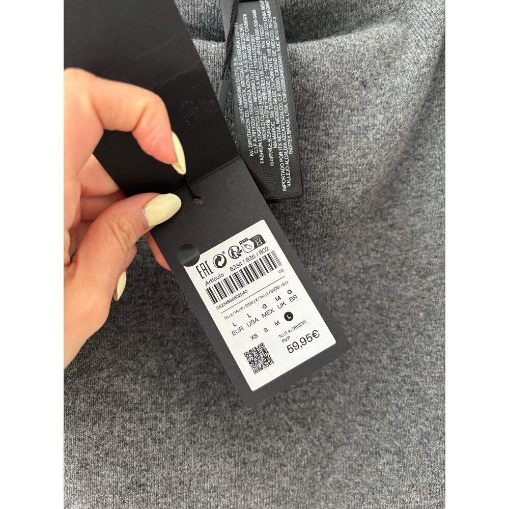 Massimo Dutti Gray Knit Sweater Skirt Womens Large NWT Merino Wool Blend Midi - Picture 4 of 5